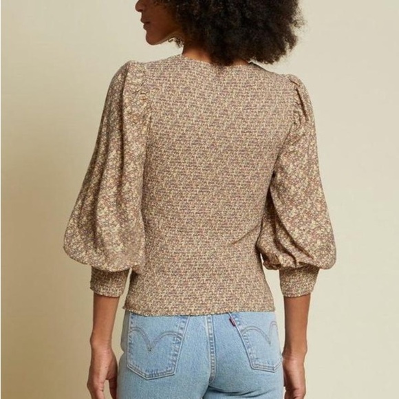 Nation LTD Pepper Smocked Romance Blouse Puff Sleeve Boho Cottagecore - Picture 3 of 8